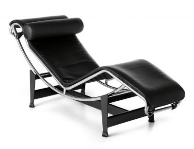 4 Chaise Longue à reglage continu Liege Leder schwarz ( Graphit ) / Nackenrolle gleiche Lederfarbe Cassina VORZUGSKOMBINATION QUICK-SHIP